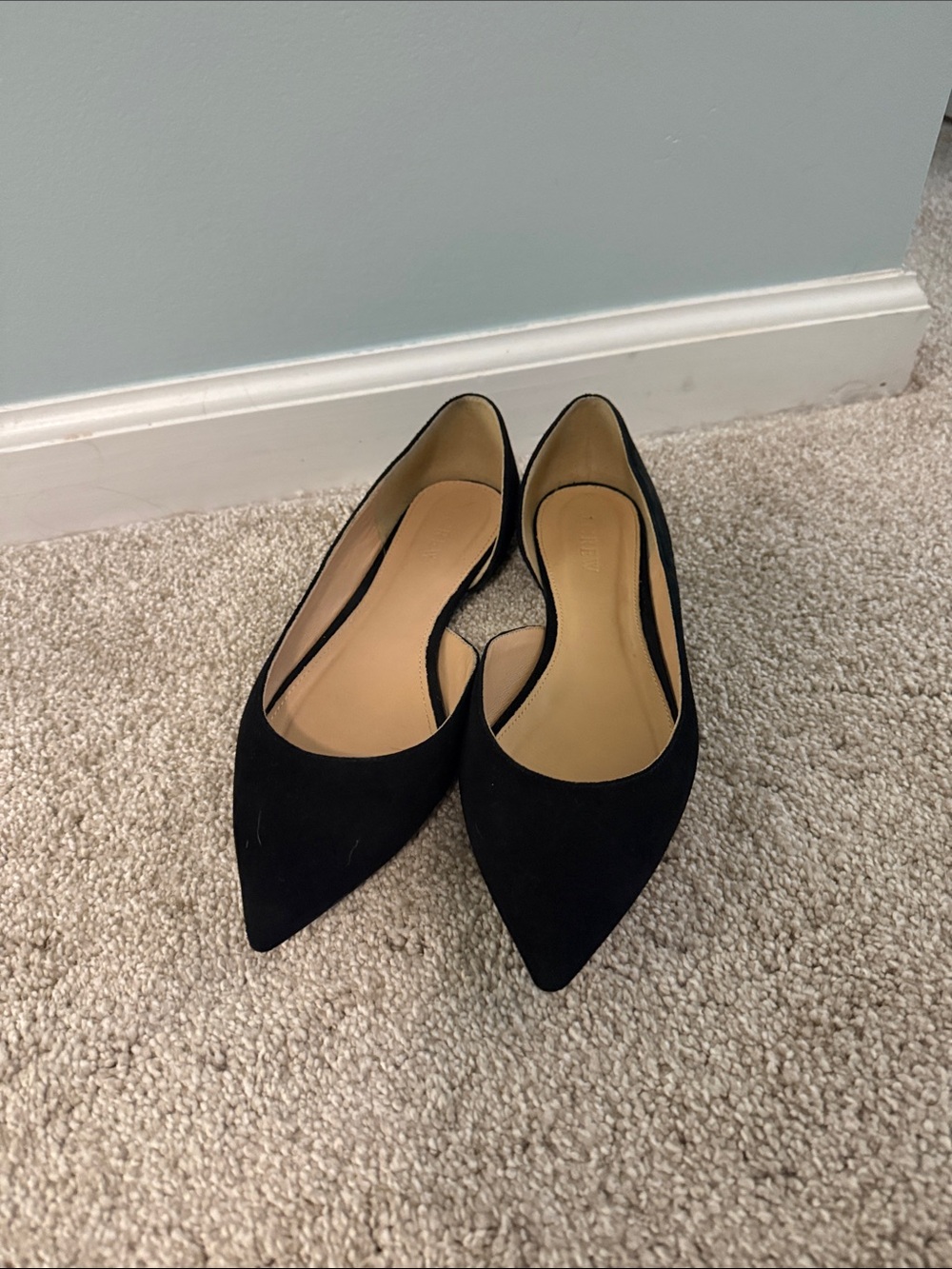 J. Crew Black Pointed Suede Flats